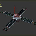 Orbital Satellite Design With Deployed Solar Panels Central Module And Antenna 3d model