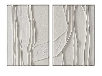 Pair of Modern Textured Frames With 3D Neutral Relief Design For Wall Art 3d model