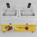 Commercial Double Tank Deep Fryer With Metal Baskets And Control Knobs