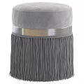 Blue Velvet Ottoman with Gold Band Fringe Detail and Multiple Color Options