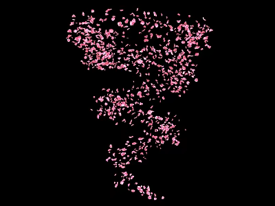 Pink Petal Like Particles Form Abstract Art Installation On Black Background 3d model
