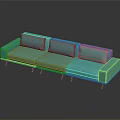 Turquoise Modern Three-Seater Sofa With Velvet Upholstery Sleek Metal Legs And Reflective Surface