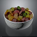 White Decorative Bowl With Snowflake Pattern Filled Colorful Gold Green Pink Wrapped Candies