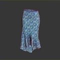 Women's Blue Paisley Print Skirt with Asymmetric Flared Hem and Stylish Design