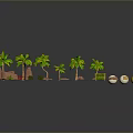 Modern Scene Featuring Palm Trees Stones Round Balls And Decorative 3D Elements