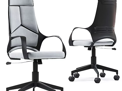 Modern Gray And Black Office Chair With Ergonomic Backrest Armrests And Swivel Wheels 3d model