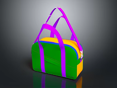 Colorful Commercial Equipment Portable Carry Bag With Green Yellow Purple Design And Storage Compartments 3d model
