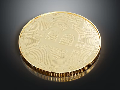 Golden Coin Shaped Jewelry With Intricate Design On Black Background 3d model