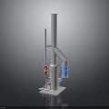 Industrial Equipment With Tall Cylindrical Structure Red Blue Components Support Stand And Stable Platform