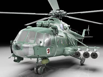 Soviet aircraft Mi 8 helicopter assault transport helicopter gunship aircraft 3d model