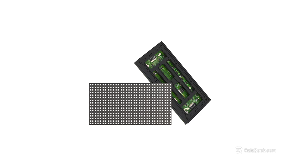 LED Display Modules With Black Circuit Board Green Components And Dot Matrix Panel 3d model 