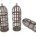 Three Piece Decorative Metal Birdcage Ornament Set for Home Interior
