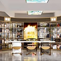 Modern Bookstore Interior With Well Organized Bookshelves And Front Counter Displaying Various Books