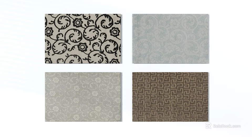 Square Rugs With Various Decorative Patterns And Different Color Options For Home 3d model