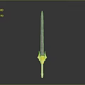 Silver Metallic Sword With Yellow Decorative Hilt And Sharp Blade