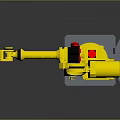 Yellow Robotic Arm With Gray Base And Red Indicator Light On Dark Background 3d model