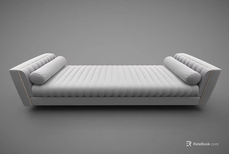 Modern Gray Ottoman With Striped Surface And End Cushions For Home Decor 3d model 