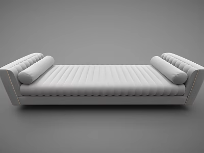 Modern Gray Ottoman With Striped Surface And End Cushions For Home Decor 3d model