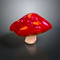 Fresh Red Shiny Mushroom with Spotted Cap and White Stem as Edible Food