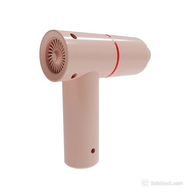 Pink Hair Dryer With Red Stripe Modern Compact Design For Home Use 3d model 