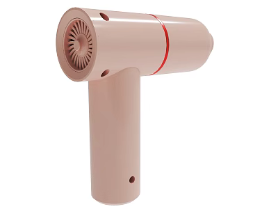 Pink Hair Dryer With Red Stripe Modern Compact Design For Home Use 3d model