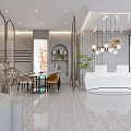Modern Beauty Hair Salon Interior Design With Reception Desk Stylish Lighting And Plants