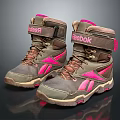 Reebok High Top Lace Up Shoes in Gray and Pink Stylish Design