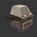 Vintage Retro Computer With Monitor Screen Control Buttons And Cables