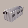 Silver Gray Container Building With Windows Roof Grid And Side Vent 3d model
