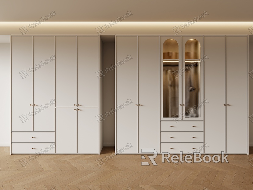 French Cream Style Bedroom Wardrobe Locker model