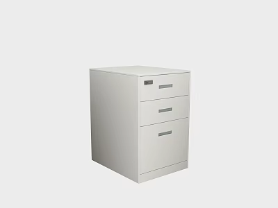 Sturdy White Three Drawer File Cabinet with Smooth Slides for Office Storage 3d model