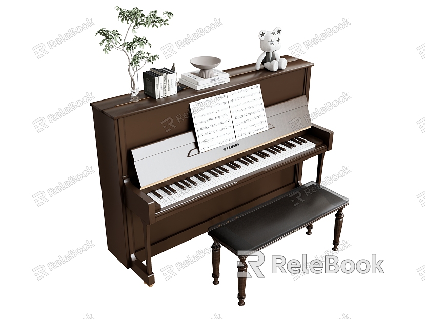 Musical Instruments Piano Piano Stool Plant Vase Ornaments Music Score model