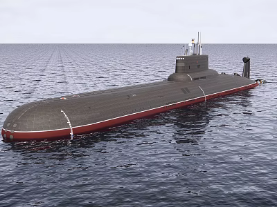 Military Submarine Weapon Sailing In Open Sea With Naval Design Features 3d model