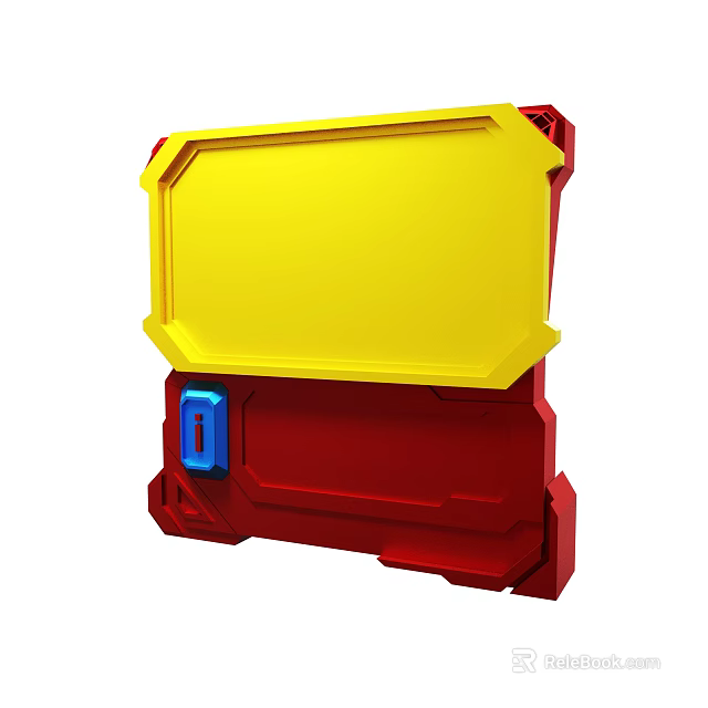 Yellow And Red Control Panel Device With Blue Button And Modern Design 3d model 