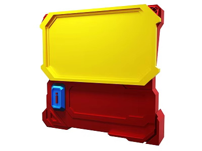 Yellow And Red Control Panel Device With Blue Button And Modern Design 3d model