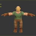 3D Character Man Blonde Hair Mustache Green Vest Brown Gloves Pants Red Boots Arms Outstretched