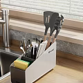 SINOFART Kitchen Utensil Organizer With Spatulas Forks Spoons Chopsticks And Sponge