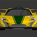 Yellow And Green Sports Car With Rear Spoiler Stripes And Number 2 Design