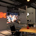 Modern Bar Interior With Illuminated Stepping Stones Neon Lights And Moon Decor