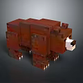 Pixel Art Brown Bear Figure With Blocky Design And White Snout Details