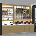 Modern Display Shelves With Speakers Electronic Products And Wooden Cabinets Lighting