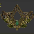 Decorative Lifestyle Crown Accessory With Brown Branch-like Design Green Leaves Golden Accents And Green Gemstone