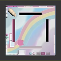 Colorful Pink Cartoon Scene Featuring Lucky Baby Sign Rainbow And Pony Doll