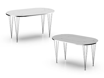 Modern Oval Dining Tables With Glass Top And Slim Metal Legs Design 3d model