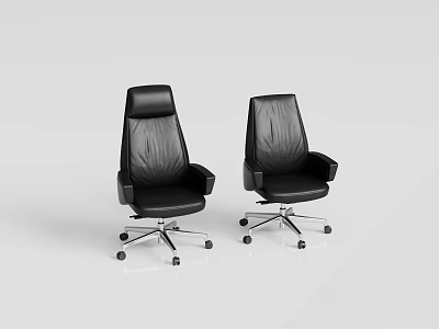 Black Leather Office Chairs With Modern Design And Swivel Wheels For Office Use 3d model