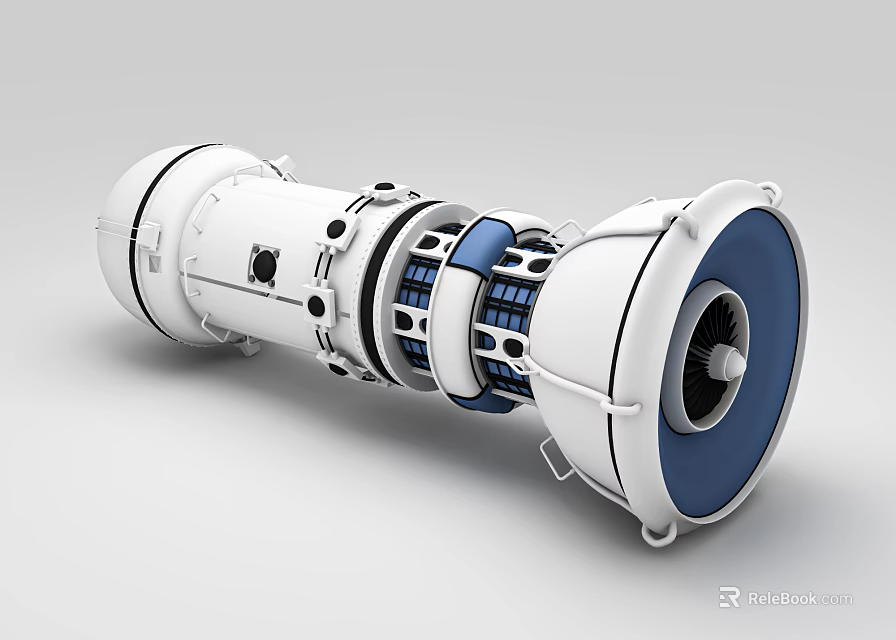Modern Mechanical Component With White Blue Design And Circular Structure 3d model 
