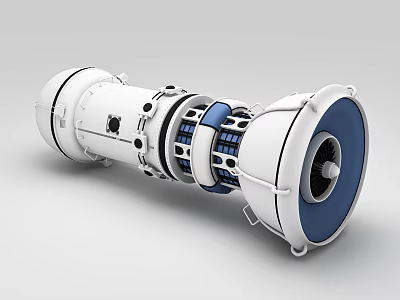 Modern Mechanical Component With White Blue Design And Circular Structure 3d model