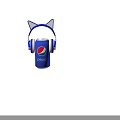 Pepsi Blue Drink Can Adorned With Cute Cat Ear Headphones Accessory