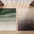 Square Rugs With Green And Gray Gradient Patterns On Wooden Floor 3d model