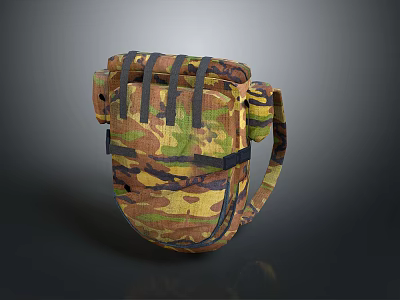 Camouflage Patterned Backpack With Durable Straps And Multiple Compartments For Daily Use 3d model